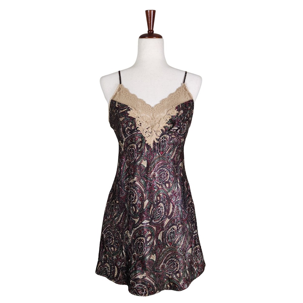 VTG 90s Victoria Secret Slip Dress Sz S Paisley Lace Fairy Whimsigoth Lingerie